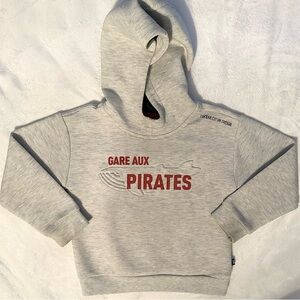 Okaïdi France Gray Hooded Sweatshirt Boys Kid 4 “Beware of Pirates” Whale French